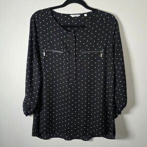 Reitmans Black Polka Dot Blouse Size Large
